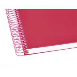Cuaderno espiral a5 micro antartik tapa forrada120h 90 gr cuadro 5mm 5 bandas6 taladros color frambuesa