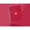 Cuaderno espiral a5 micro antartik tapa forrada120h 90 gr cuadro 5mm 5 bandas6 taladros color frambuesa