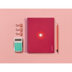 Cuaderno espiral a5 micro antartik tapa forrada120h 90 gr cuadro 5mm 5 bandas6 taladros color frambuesa