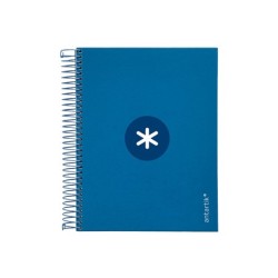 Cuaderno espiral a5 micro antartik tapa forrada120h 90 gr cuadro 5mm 5 bandas6 taladros color azul oscuro