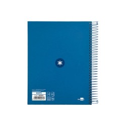 Cuaderno espiral a5 micro antartik tapa forrada120h 90 gr cuadro 5mm 5 bandas6 taladros color azul oscuro