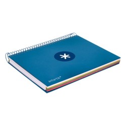 Cuaderno espiral a5 micro antartik tapa forrada120h 90 gr cuadro 5mm 5 bandas6 taladros color azul oscuro