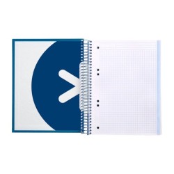 Cuaderno espiral a5 micro antartik tapa forrada120h 90 gr cuadro 5mm 5 bandas6 taladros color azul oscuro