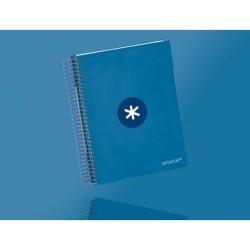 Cuaderno espiral a5 micro antartik tapa forrada120h 90 gr cuadro 5mm 5 bandas6 taladros color azul oscuro
