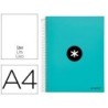 Cuaderno espiral a4 micro antartik tapa forrada 120h 90 gr liso 5 bandas 4 taladros color menta