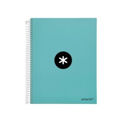 Cuaderno espiral a4 micro antartik tapa forrada 120h 90 gr liso 5 bandas 4 taladros color menta