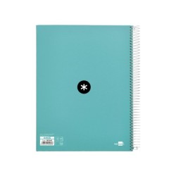 Cuaderno espiral a4 micro antartik tapa forrada 120h 90 gr liso 5 bandas 4 taladros color menta