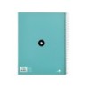 Cuaderno espiral a4 micro antartik tapa forrada 120h 90 gr liso 5 bandas 4 taladros color menta