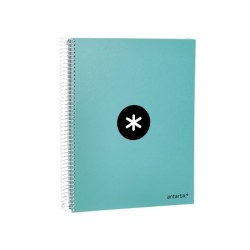 Cuaderno espiral a4 micro antartik tapa forrada 120h 90 gr liso 5 bandas 4 taladros color menta