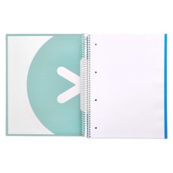 Cuaderno espiral a4 micro antartik tapa forrada 120h 90 gr liso 5 bandas 4 taladros color menta