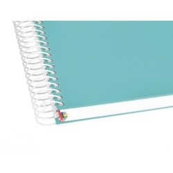 Cuaderno espiral a4 micro antartik tapa forrada 120h 90 gr liso 5 bandas 4 taladros color menta