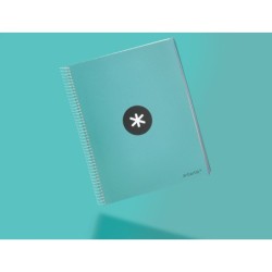 Cuaderno espiral a4 micro antartik tapa forrada 120h 90 gr liso 5 bandas 4 taladros color menta