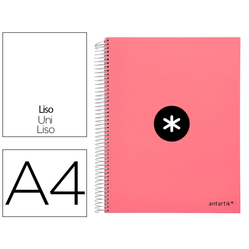 Cuaderno espiral a4 micro antartik tapa forrada 120h 90 gr liso 5 bandas 4 taladros color coral Cuaderno espiral a4 micro antartik tapa forrada 120h 90 gr liso 5 bandas 4 taladros color coral