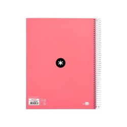 Cuaderno espiral a4 micro antartik tapa forrada 120h 90 gr liso 5 bandas 4 taladros color coral