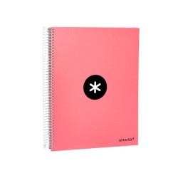 Cuaderno espiral a4 micro antartik tapa forrada 120h 90 gr liso 5 bandas 4 taladros color coral