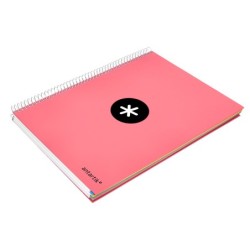 Cuaderno espiral a4 micro antartik tapa forrada 120h 90 gr liso 5 bandas 4 taladros color coral