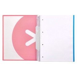 Cuaderno espiral a4 micro antartik tapa forrada 120h 90 gr liso 5 bandas 4 taladros color coral