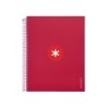 Cuaderno espiral a4 micro antartik tapa forrada 120h 90 gr horizontal 5 bandas 4 taladros color frambuesa