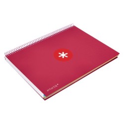 Cuaderno espiral a4 micro antartik tapa forrada 120h 90 gr horizontal 5 bandas 4 taladros color frambuesa