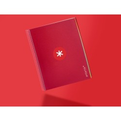 Cuaderno espiral a4 micro antartik tapa forrada 120h 90 gr horizontal 5 bandas 4 taladros color frambuesa