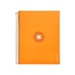 Cuaderno espiral a4 micro antartik tapa forrada 120h 90 gr horizontal 5 bandas 4 taladros color mostaza