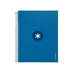 Cuaderno espiral a4 micro antartik tapa forrada 120h 90 gr horizontal 5 bandas 4 taladros color azul oscuro