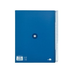 Cuaderno espiral a4 micro antartik tapa forrada 120h 90 gr horizontal 5 bandas 4 taladros color azul oscuro