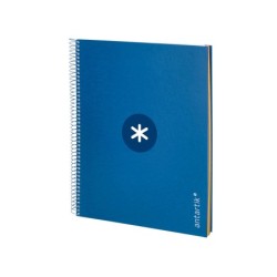 Cuaderno espiral a4 micro antartik tapa forrada 120h 90 gr horizontal 5 bandas 4 taladros color azul oscuro