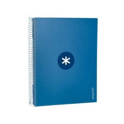 Cuaderno espiral a4 micro antartik tapa forrada 120h 90 gr horizontal 5 bandas 4 taladros color azul oscuro