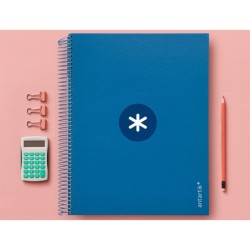 Cuaderno espiral a4 micro antartik tapa forrada 120h 90 gr horizontal 5 bandas 4 taladros color azul oscuro