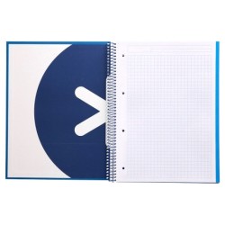 Cuaderno espiral a4 micro antartik tapa forrada 120h 90 gr cuadro 5mm 5 bandas 4 taladros color azul marino