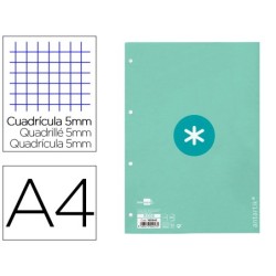 Recambio a4 antartik 80 hojas 90g/m2 cuadro 5 mm 4 taladros 1 banda marco color menta