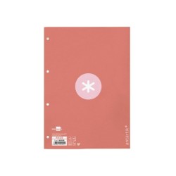 Recambio a4 antartik 80 hojas 90g/m2 cuadro 5 mm 4 taladros 1 banda marco color rosa