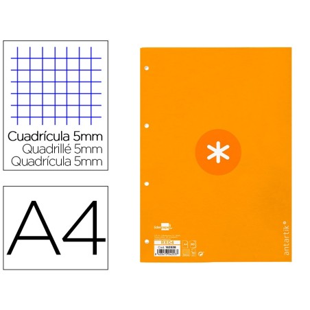 Recambio a4 antartik 80 hojas 90g/m2 cuadro 5 mm 4 taladros 1 banda marco color mostaza