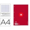 Recambio a4 antartik 80 hojas 90g/m2 cuadro 5 mm 4 taladros 1 banda marco color frambuesa