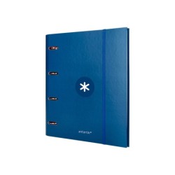 Carpeta con recambio antartik a4 cuadro 5mm forrada 4 anillas 40mm redondas con solapa color azul marino