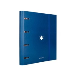 Carpeta con recambio antartik a4 cuadro 5mm forrada 4 anillas 40mm redondas con solapa color azul marino