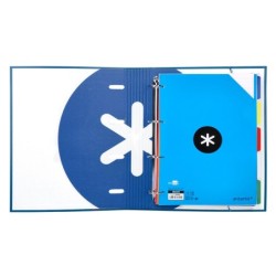 Carpeta con recambio antartik a4 cuadro 5mm forrada 4 anillas 40mm redondas con solapa color azul marino