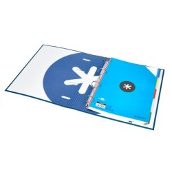 Carpeta con recambio antartik a4 cuadro 5mm forrada 4 anillas 40mm redondas con solapa color azul marino