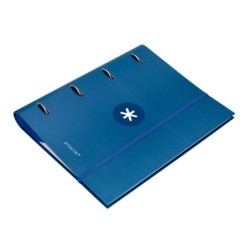 Carpeta con recambio antartik a4 cuadro 5mm forrada 4 anillas 40mm redondas con solapa color azul marino
