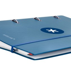 Carpeta con recambio antartik a4 cuadro 5mm forrada 4 anillas 40mm redondas con solapa color azul marino