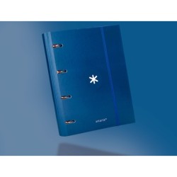 Carpeta con recambio antartik a4 cuadro 5mm forrada 4 anillas 40mm redondas con solapa color azul marino