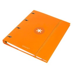 Carpeta con recambio antartik a4 cuadro 5mm forrada 4 anillas 25mm redondas color mostaza
