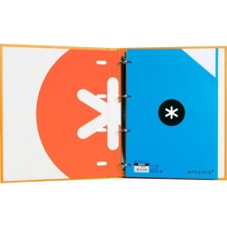Carpeta con recambio antartik a4 cuadro 5mm forrada 4 anillas 25mm redondas color mostaza