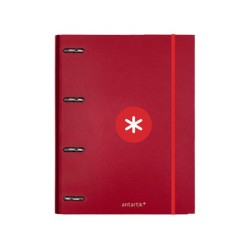 Carpeta con recambio antartik a4 cuadro 5mm forrada 4 anillas 25mm redondas color frambuesa