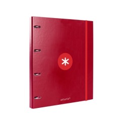 Carpeta con recambio antartik a4 cuadro 5mm forrada 4 anillas 25mm redondas color frambuesa