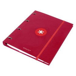 Carpeta con recambio antartik a4 cuadro 5mm forrada 4 anillas 25mm redondas color frambuesa