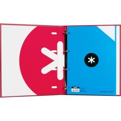 Carpeta con recambio antartik a4 cuadro 5mm forrada 4 anillas 25mm redondas color frambuesa