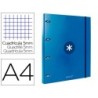 Carpeta con recambio antartik a4 cuadro 5mm forrada 4 anillas 25mm redondas color azul marino