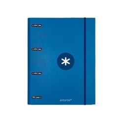 Carpeta con recambio antartik a4 cuadro 5mm forrada 4 anillas 25mm redondas color azul marino